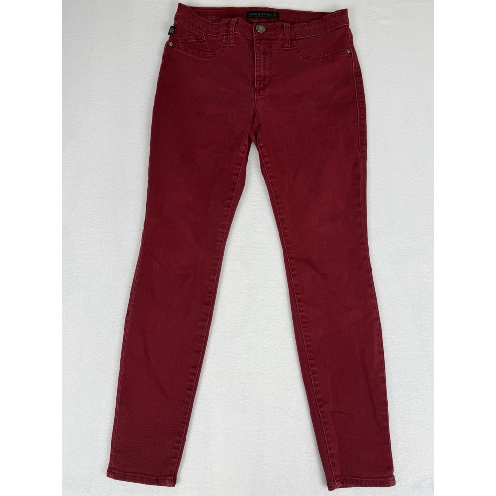 Rock & Republic Womens 10M Kashmiere‎ Red Skinny Denim Jeans